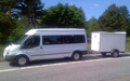 14-seater Ford Transit with trailer